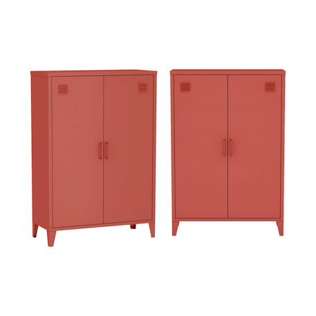 Lot de 2 commodes/armoires métal 2 portes soho l 75 x p 33 x h 110 cm Beige+Bleu gris+Kaki+Noir+Rose+Terracotta+Vert clair 32 - vertbaudet enfant 