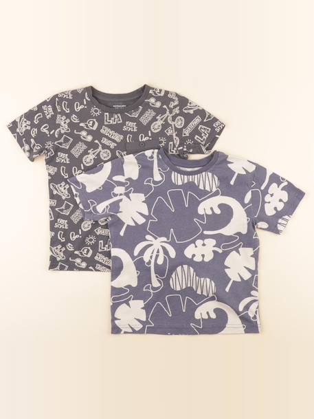 Lot de 2 tee-shirts - 6 ans Bleu, gris 1 - vertbaudet enfant 