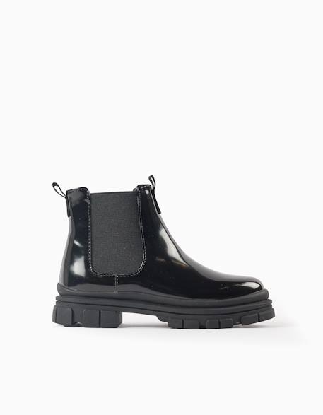 Bottines chelsea vernies avec semelle antidérapante Noir 1 - vertbaudet enfant 
