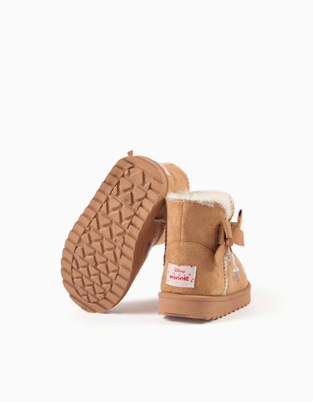 Bottines avec doublure en peluche douce synthétique et imprimés minnie Beige foncé 3 - vertbaudet enfant 