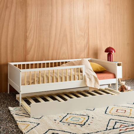 Lit gigogne enfant pin naturel avec sommier à lattes et tiroir - elio Blanc 4 - vertbaudet enfant 