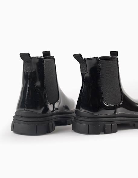 Bottines chelsea vernies avec semelle antidérapante Noir 3 - vertbaudet enfant 