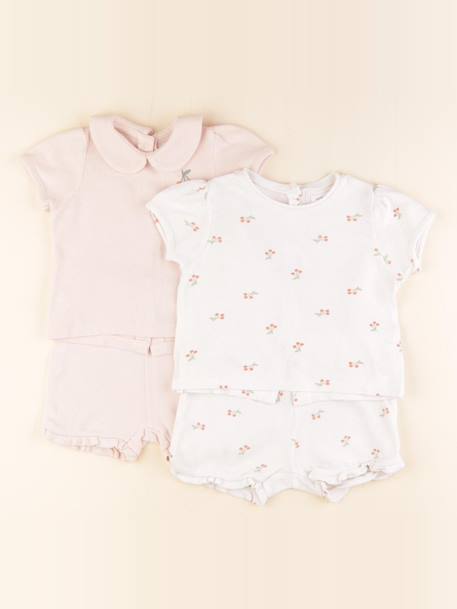 Lot de 2 pyjamas coton - 18 mois Blanc, rose 1 - vertbaudet enfant 