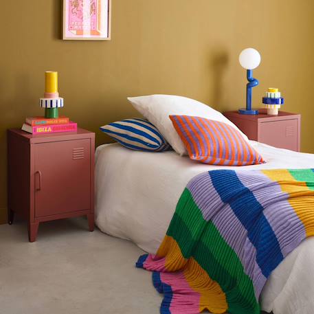 Lot de 2 tables de chevet industrielle métal, 1 porte Bleu+Bleu gris+Kaki+Noir+Rose+Terracotta+Vert clair 34 - vertbaudet enfant 