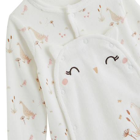 Pyjama bébé en velours ouverture pont margot Ecru 4 - vertbaudet enfant 