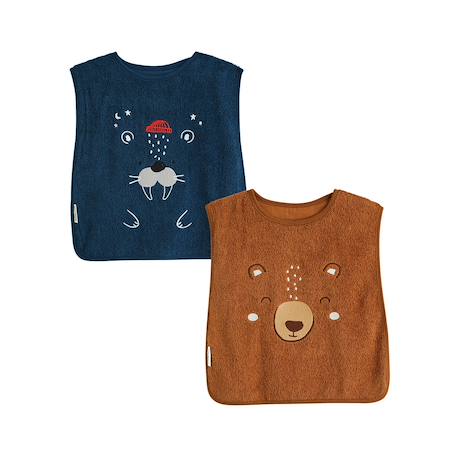 Lot de 2 bavoirs bébé en éponge kimmo Bleu 2 - vertbaudet enfant 