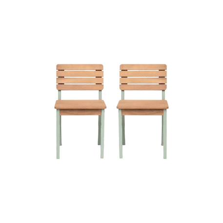 Chaise bois pour enfant intérieur/extérieur, salon de jardin enfant bois d'acacia (lot de 2) caroline Vert de gris 3 - vertbaudet enfant 