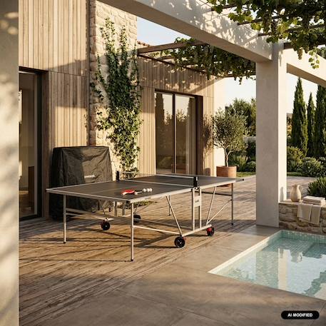 Table de ping pong outdoor, avec 2 raquettes et 3 balles, pour utilisation extérieure + housse en pvc Bleu+Gris 7 - vertbaudet enfant 