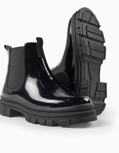 Bottines chelsea vernies avec semelle antidérapante Noir 4 - vertbaudet enfant 
