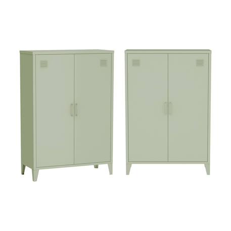 Lot de 2 commodes/armoires métal 2 portes soho l 75 x p 33 x h 110 cm Beige+Bleu gris+Kaki+Noir+Rose+Terracotta+Vert clair 38 - vertbaudet enfant 
