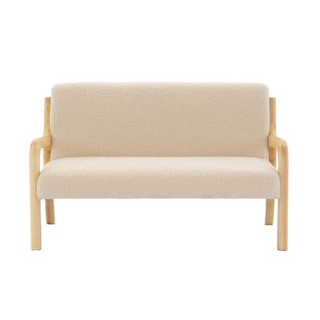 Banquette scandinave enfant en bois et tissu bouclette 2 places Beige 6 - vertbaudet enfant 