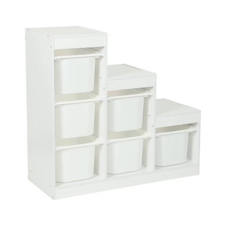 Meuble de rangement enfant escalier 6 bacs de rangement décor bois - sora Blanc+Naturel 2 - vertbaudet enfant 