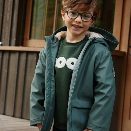 Manteau enfant imperméable doublé sherpa avec capuche malo Vert 5 - vertbaudet enfant 