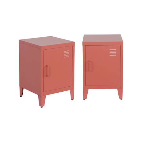 Lot de 2 tables de chevet industrielle métal, 1 porte Bleu+Bleu gris+Kaki+Noir+Rose+Terracotta+Vert clair 32 - vertbaudet enfant 