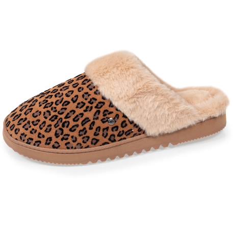 Chaussons mules ultra confortables, bordure en fausse fourrure Léopard 1 - vertbaudet enfant 