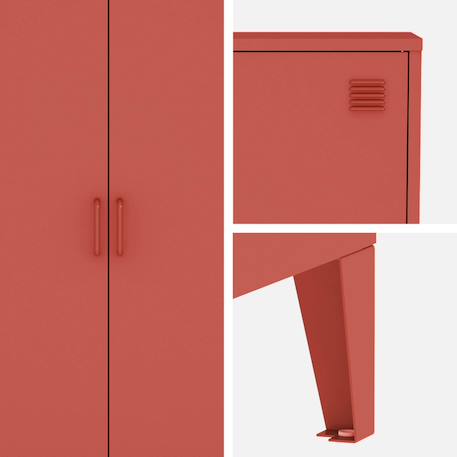 Lot de 2 commodes/armoires métal 2 portes soho l 75 x p 33 x h 110 cm Beige+Bleu gris+Kaki+Noir+Rose+Terracotta+Vert clair 36 - vertbaudet enfant 
