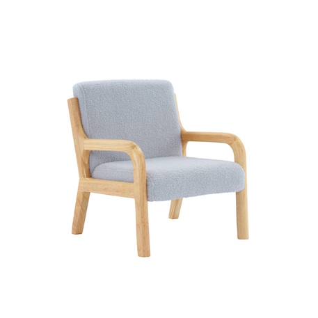 Fauteuil scandinave enfant bois d'hévéa et bouclette Lorens kids. Beige+Gris souris+Marron 8 - vertbaudet enfant 