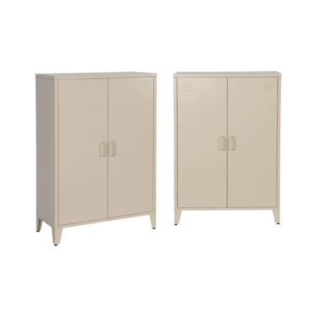 Lot de 2 commodes/armoires métal 2 portes soho l 75 x p 33 x h 110 cm Beige+Bleu gris+Kaki+Noir+Rose+Terracotta+Vert clair 2 - vertbaudet enfant 