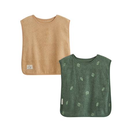 Lot de 2 bavoirs bébé en éponge moka Vert 2 - vertbaudet enfant 
