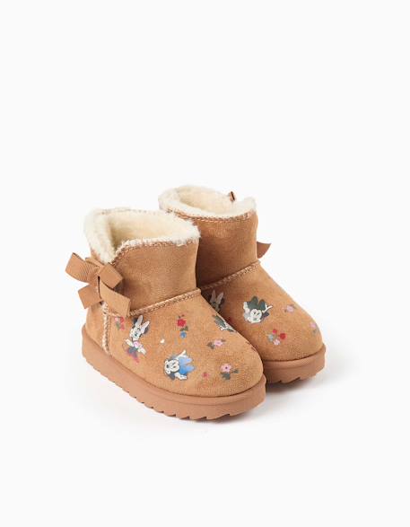 Bottines avec doublure en peluche douce synthétique et imprimés minnie Beige foncé 2 - vertbaudet enfant 