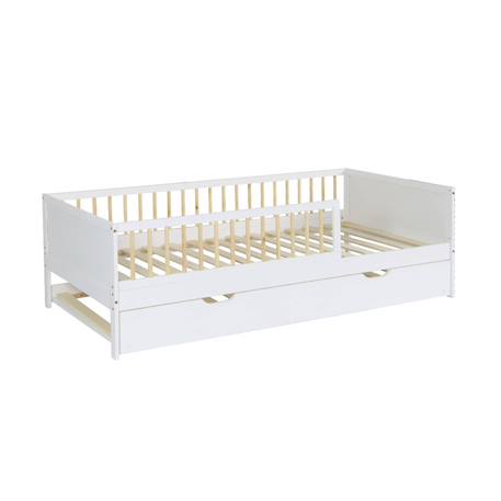 Lit gigogne enfant pin naturel avec sommier à lattes et tiroir - elio Blanc 2 - vertbaudet enfant 
