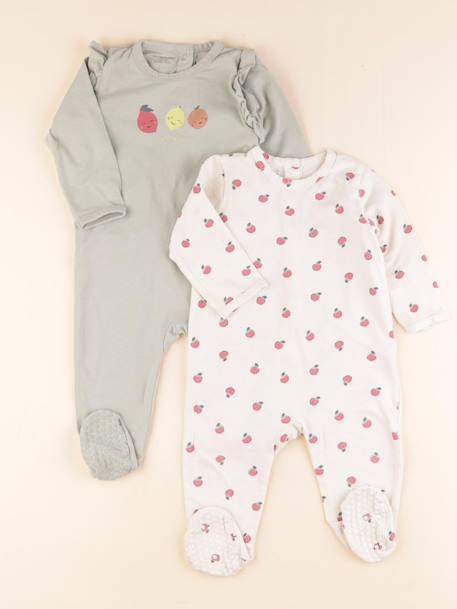 Lot de 2 pyjamas coton - 12 mois Beige 1 - vertbaudet enfant 