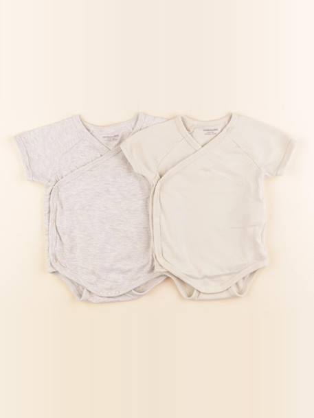 Lot de 2 bodies en coton - 12 mois Gris, jaune 1 - vertbaudet enfant 