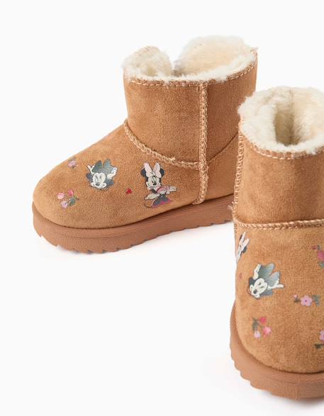 Bottines avec doublure en peluche douce synthétique et imprimés minnie Beige foncé 4 - vertbaudet enfant 