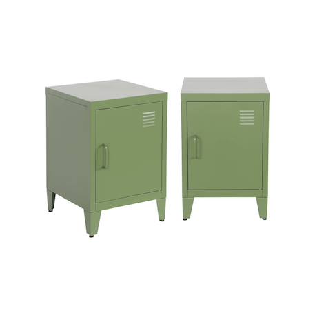 Lot de 2 tables de chevet industrielle métal, 1 porte Bleu+Bleu gris+Kaki+Noir+Rose+Terracotta+Vert clair 14 - vertbaudet enfant 