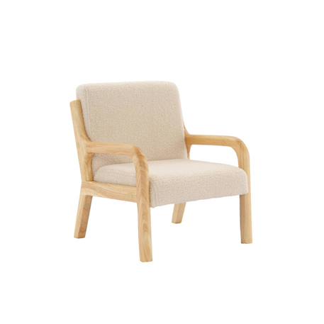 Fauteuil scandinave enfant bois d'hévéa et bouclette Lorens kids. Beige+Gris souris+Marron 2 - vertbaudet enfant 