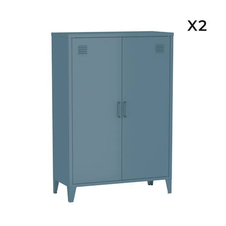Lot de 2 commodes/armoires métal 2 portes soho l 75 x p 33 x h 110 cm Beige+Bleu gris+Kaki+Noir+Rose+Terracotta+Vert clair 11 - vertbaudet enfant 