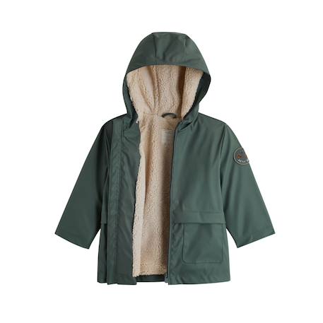 Manteau enfant imperméable doublé sherpa avec capuche malo Vert 3 - vertbaudet enfant 