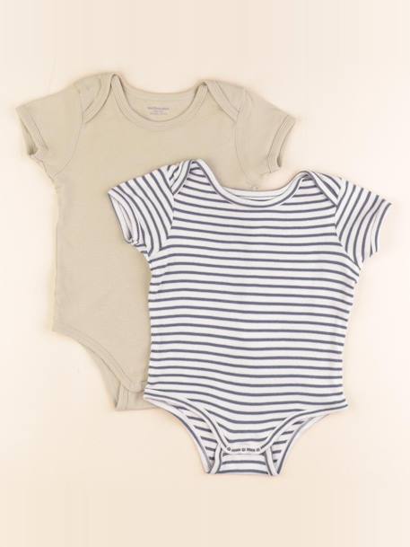 Lot de 2 bodies en coton - 36 mois Bleu, vert 1 - vertbaudet enfant 