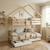Lit enfant superposé cabane 90 x 190 cm pin naturel sommier à lattes et tiroirs - roya Blanc 3 - vertbaudet enfant 