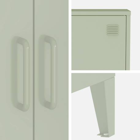 Lot de 2 commodes/armoires métal 2 portes soho l 75 x p 33 x h 110 cm Beige+Bleu gris+Kaki+Noir+Rose+Terracotta+Vert clair 42 - vertbaudet enfant 