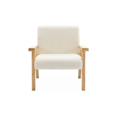 Fauteuil scandinave en bouclette et bois enfant isak l 47 x p 43,5 x h 50cm Blanc+Moutarde+Taupe+Terracotta 6 - vertbaudet enfant 