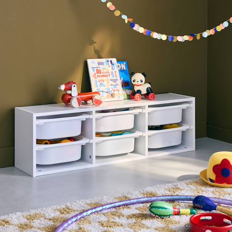 Meuble de rangement pour enfant, 6 bacs en plastique Blanc+Naturel 3 - vertbaudet enfant 