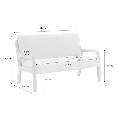Banquette scandinave enfant en bois et tissu bouclette 2 places Beige 5 - vertbaudet enfant 
