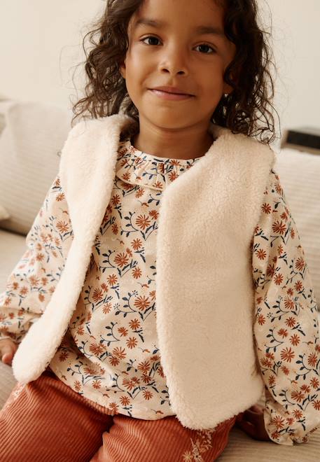Veste sans manches bébé réversible en sherpa ollie Vanille 1 - vertbaudet enfant 