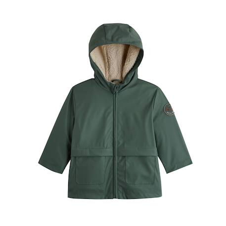 Manteau enfant imperméable doublé sherpa avec capuche malo Vert 2 - vertbaudet enfant 