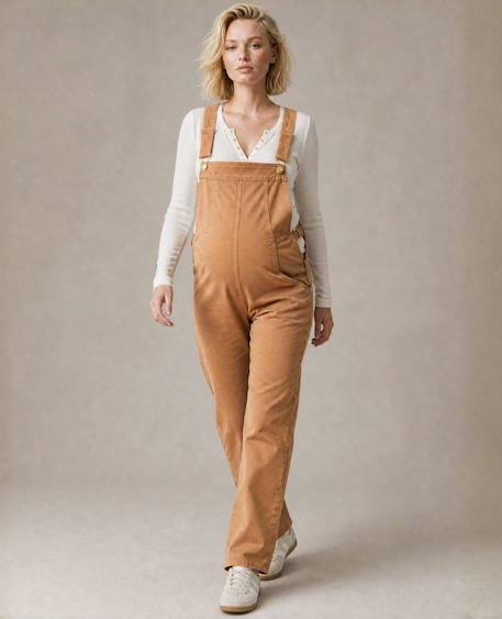 Salopette de grossesse et d'allaitement andy Camel+Prune 1 - vertbaudet enfant 