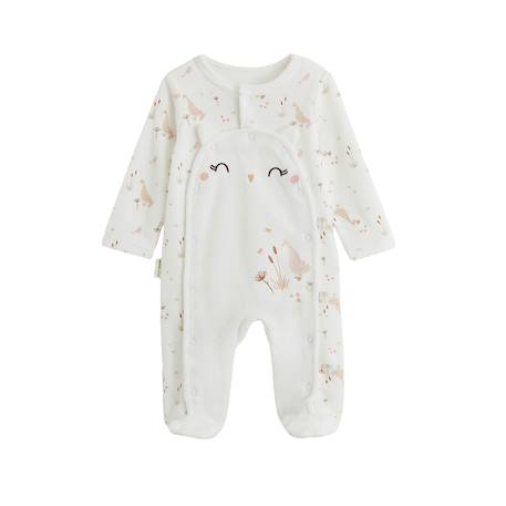 Pyjama bébé en velours ouverture pont margot Ecru 2 - vertbaudet enfant 