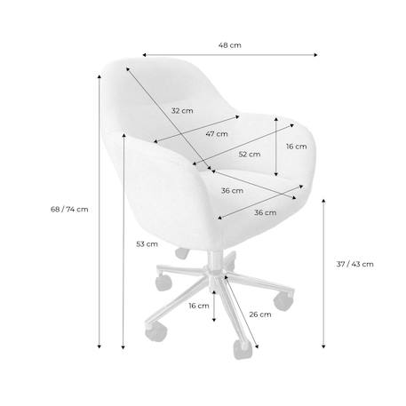 Chaise de bureau enfant à roulettes ajustable tissu chenille - stan kid Kaki 5 - vertbaudet enfant 