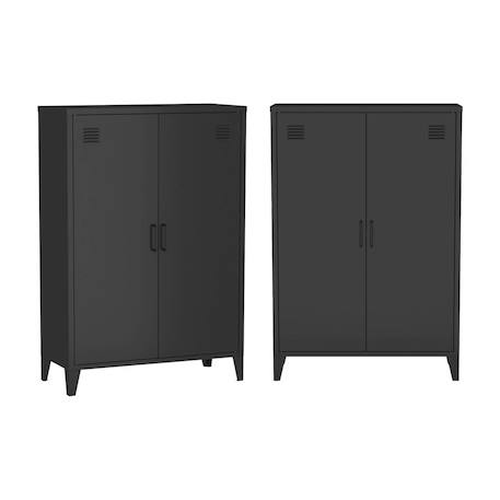 Lot de 2 commodes/armoires métal 2 portes soho l 75 x p 33 x h 110 cm Beige+Bleu gris+Kaki+Noir+Rose+Terracotta+Vert clair 20 - vertbaudet enfant 