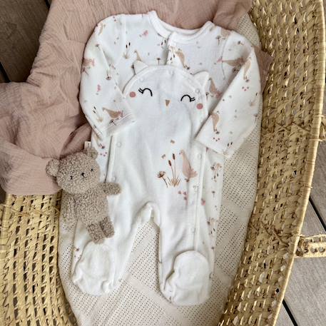 Pyjama bébé en velours ouverture pont margot Ecru 6 - vertbaudet enfant 