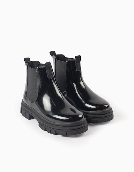 Bottines chelsea vernies avec semelle antidérapante Noir 2 - vertbaudet enfant 