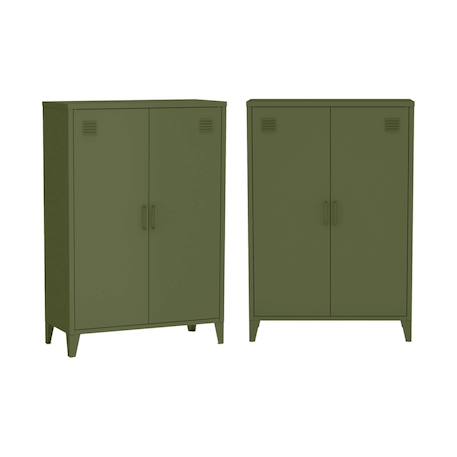 Lot de 2 commodes/armoires métal 2 portes soho l 75 x p 33 x h 110 cm Beige+Bleu gris+Kaki+Noir+Rose+Terracotta+Vert clair 14 - vertbaudet enfant 