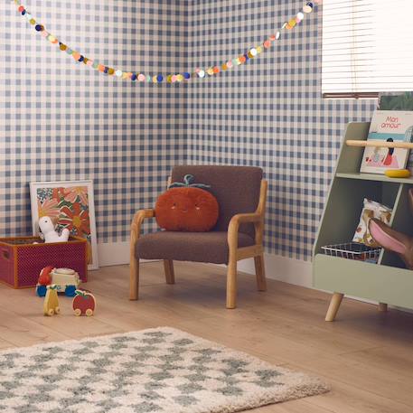 Fauteuil scandinave enfant bois d'hévéa et bouclette Lorens kids. Beige+Gris souris+Marron 15 - vertbaudet enfant 