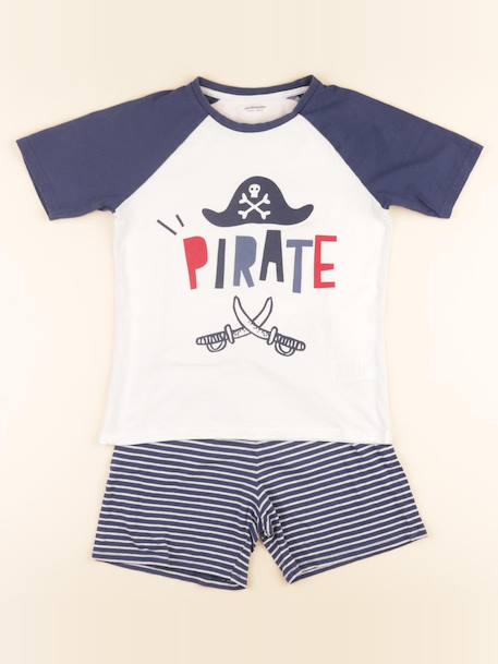 Pyjama coton - 10 ans Blanc, bleu 1 - vertbaudet enfant 