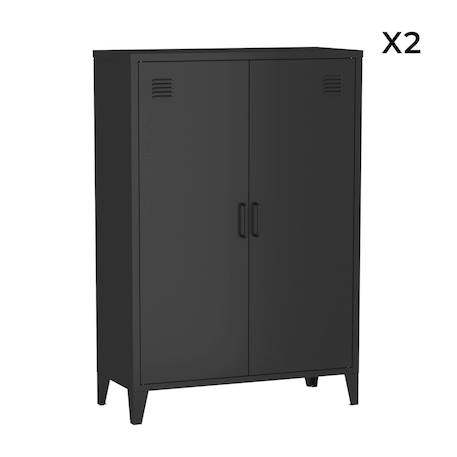Lot de 2 commodes/armoires métal 2 portes soho l 75 x p 33 x h 110 cm Beige+Bleu gris+Kaki+Noir+Rose+Terracotta+Vert clair 23 - vertbaudet enfant 